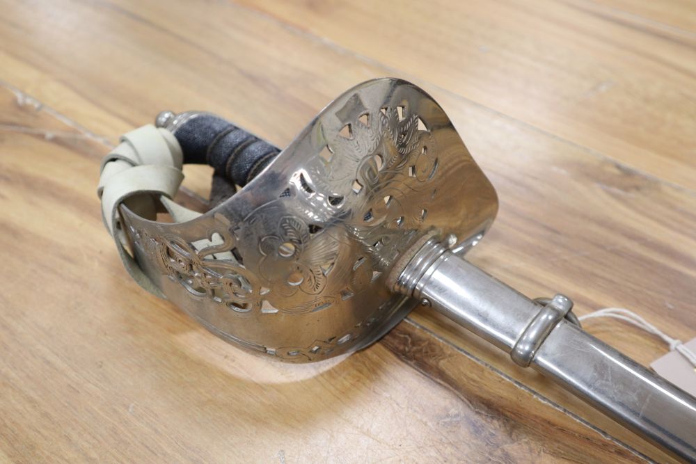 A George V officers sword, with etched blade
